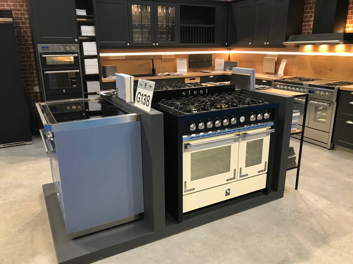 Come say hello and have a chat with us on stand G138 at @kbblive #KBBBirmingham #SchüllerKitchens #SteelCucine #Appliances #rangecooker