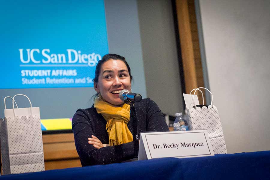 UCSanDiego's tweet image. “A lot of what leads to success is taking advantage of opportunities, and being willing to put yourself out there and take a risk” - #firstgen prof Becky Marquez. #motivationmonday #firstgenucsd go.ucsd.edu/2F8GZoB