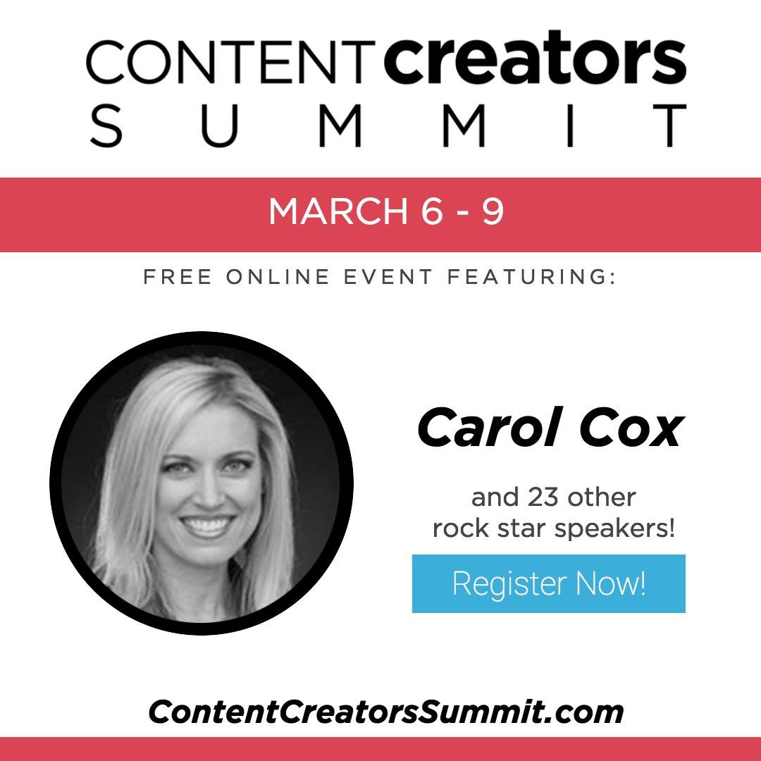 carolmorgancox's tweet photo. See my interview today on the #ContentCreatorsSummit with @kimdoyal on the impact creating consistent content (my podcast) has had on my business: https://t.co/ljCQD1CnUn (affiliate link). #podcasting #ContentMarketing https://t.co/r0iClozDfi
