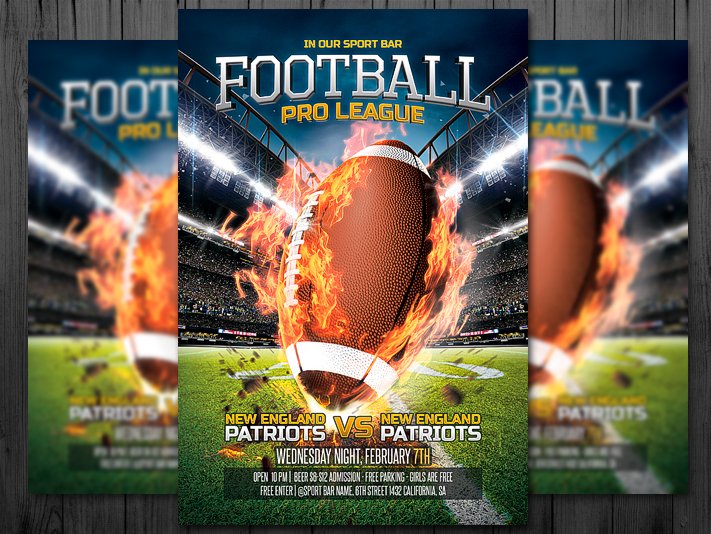 Pro League Football TEMPLATE (DOWNLOAD link!) graphicriver.net/item/american-… #AmericanFootball #FootballGame #Flyer