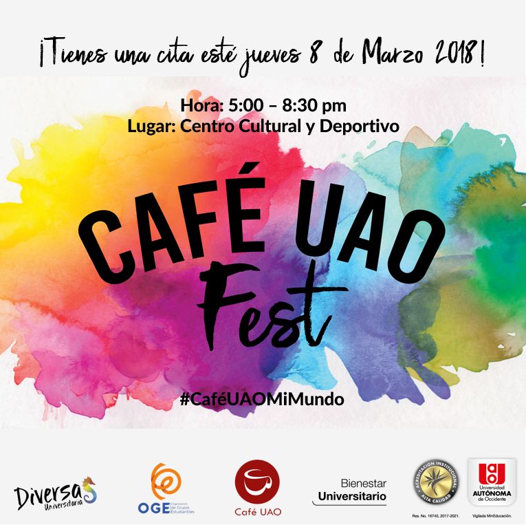 CafeUAO's tweet photo. Te esperamos este jueves 8 de marzo en el primer Café UAO del semestre 🎉 trae tu actitud, amigos y ganas de un buen café 🔥 #ModoFest #CaféUAOMiMundo https://t.co/f3nt7AgWxb