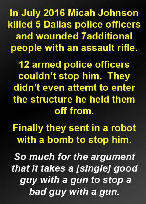 edmeyer_able's tweet image. So instead of #ArmingTeachers lets put a #BombRobot in each school and program it to home in on the report of a high powered rifle #MakesAsMuchSense #SafeSchools #GunReform