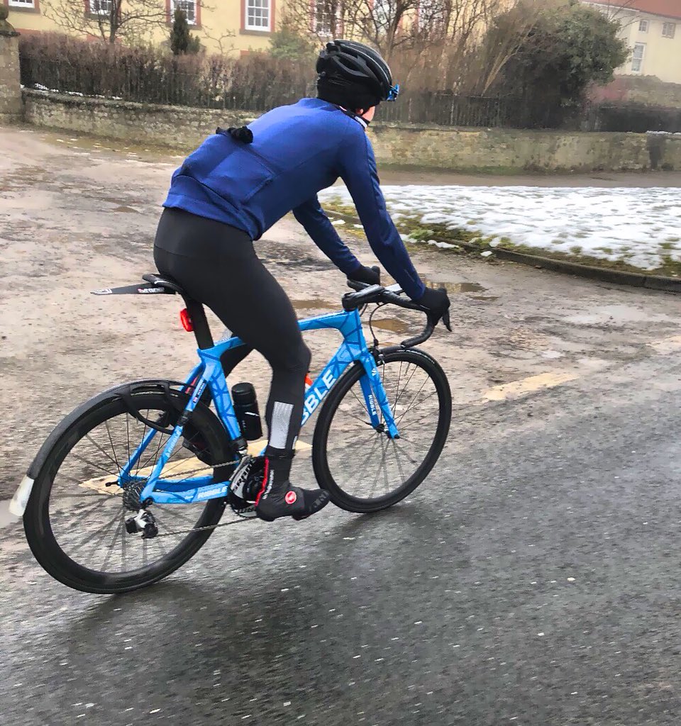 Tony_Rees's tweet photo. The Lad looks after the Dad @ReesJack @TeamRibble added a mudguard to his race bike for training this morning to keep the old fella dry 🙌 @RibbleCycles @secretrainingcc @GiroCyclingUK #bigthaw #defywinter #sittingin https://t.co/d399hmDg0z