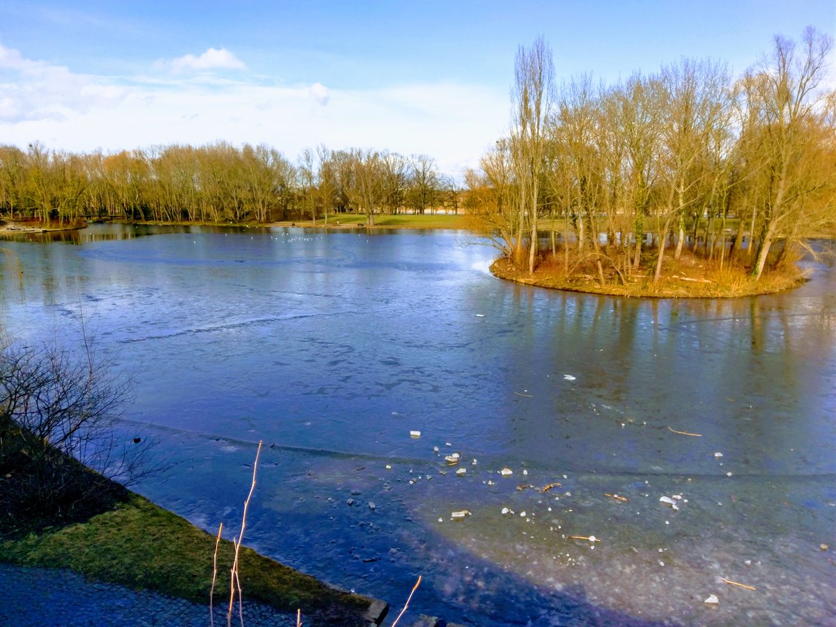 AkoSiAys's tweet photo. The partly frozen lake in @BonnerRheinaue. It was a nice sunny lunch break walk.
#Bonn https://t.co/8PF6oXdlJZ