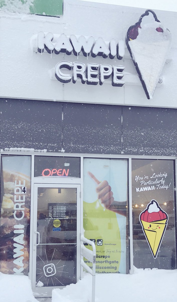 Our sign might be covered in snow but you don’t have to be! Come on in and warm up with one of our amazing hot drinks and a crepe! Skip the dishes is a great alternative if you find yourself snowed in today 💕☺️