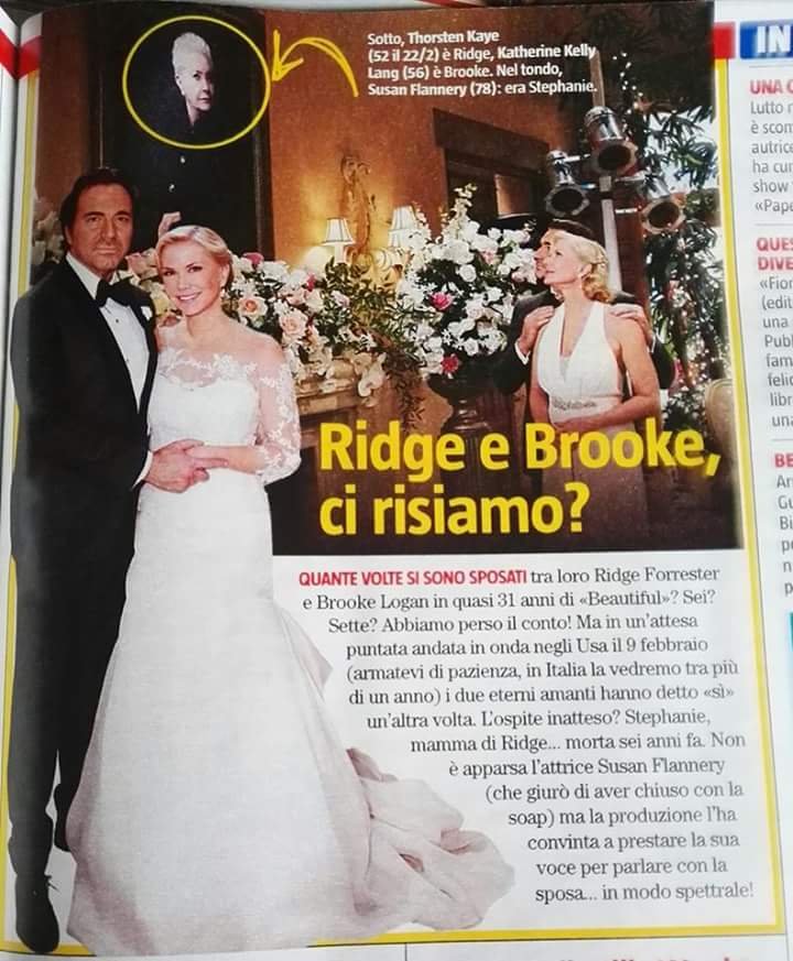 BeautifulItaly2's tweet photo. Visto che Beaitiful non lo hanno trasmesso mi consolo leggendo il mio TV Sorrisi e Canzoni e ci sono Ridge e Brooke Sposi. 
#BeautifulItaly #BridgeWedding
Steffy. https://t.co/2lE9S1rdew