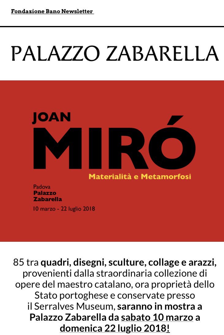 AnnaBene7's tweet photo. Miró a Padova , Palazzo Zabarella , 

dal 10 marzo https://t.co/qSlDB081Zi