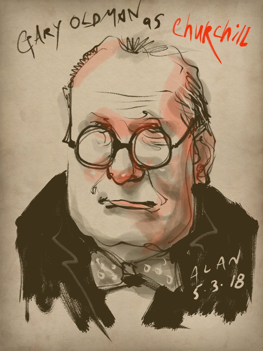 Congrats to Gary Oldman for taking home the best actor in leading role at the 2018 #Oscars Academy awards for his role as Winston Churchill in Darkest Hour! Impressive make up by Academy Award winning makeup of @kazustudios. 
Sketch by @fatlundraw on #ZenBrush with #SonarPen