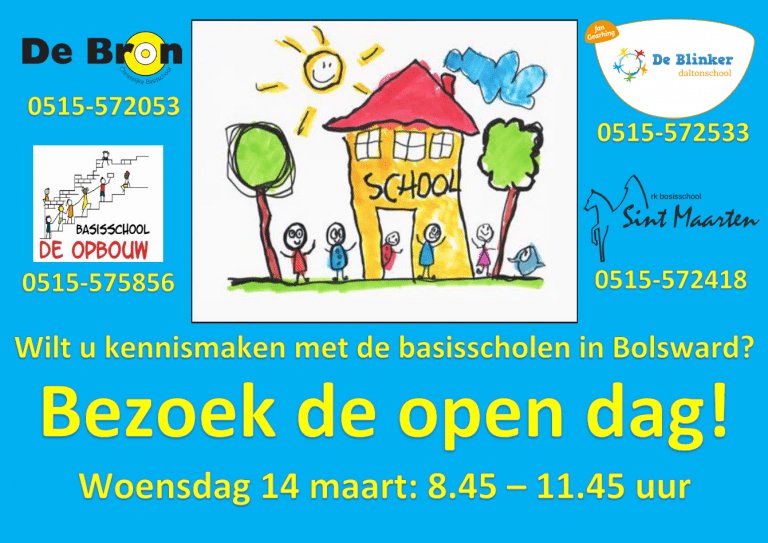 Woensdag 14 maart open dag basisscholen Bolsward - debronbolsward.nl/nieuws/woensda…
