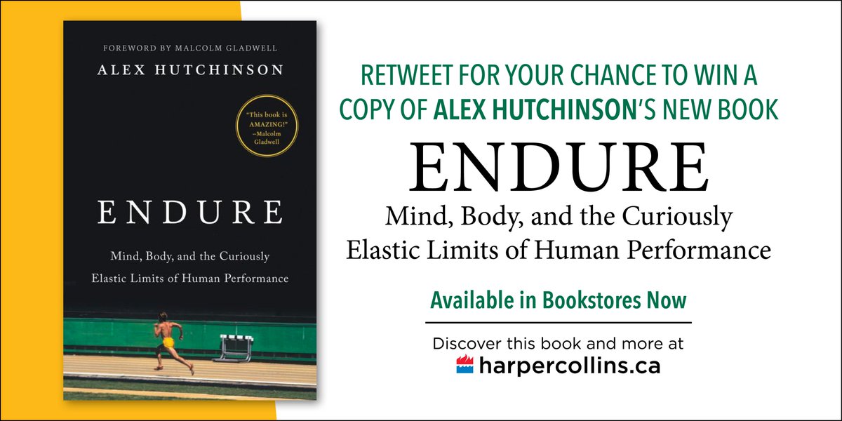 We're giving away a copy of <a href="/sweatscience/">Alex Hutchinson</a>'s new book ENDURE! 

RETWEET for your chance to win. Winner will be announced March 7th. #Endure <a href="/HarperCollinsCa/">HarperCollinsCa</a>