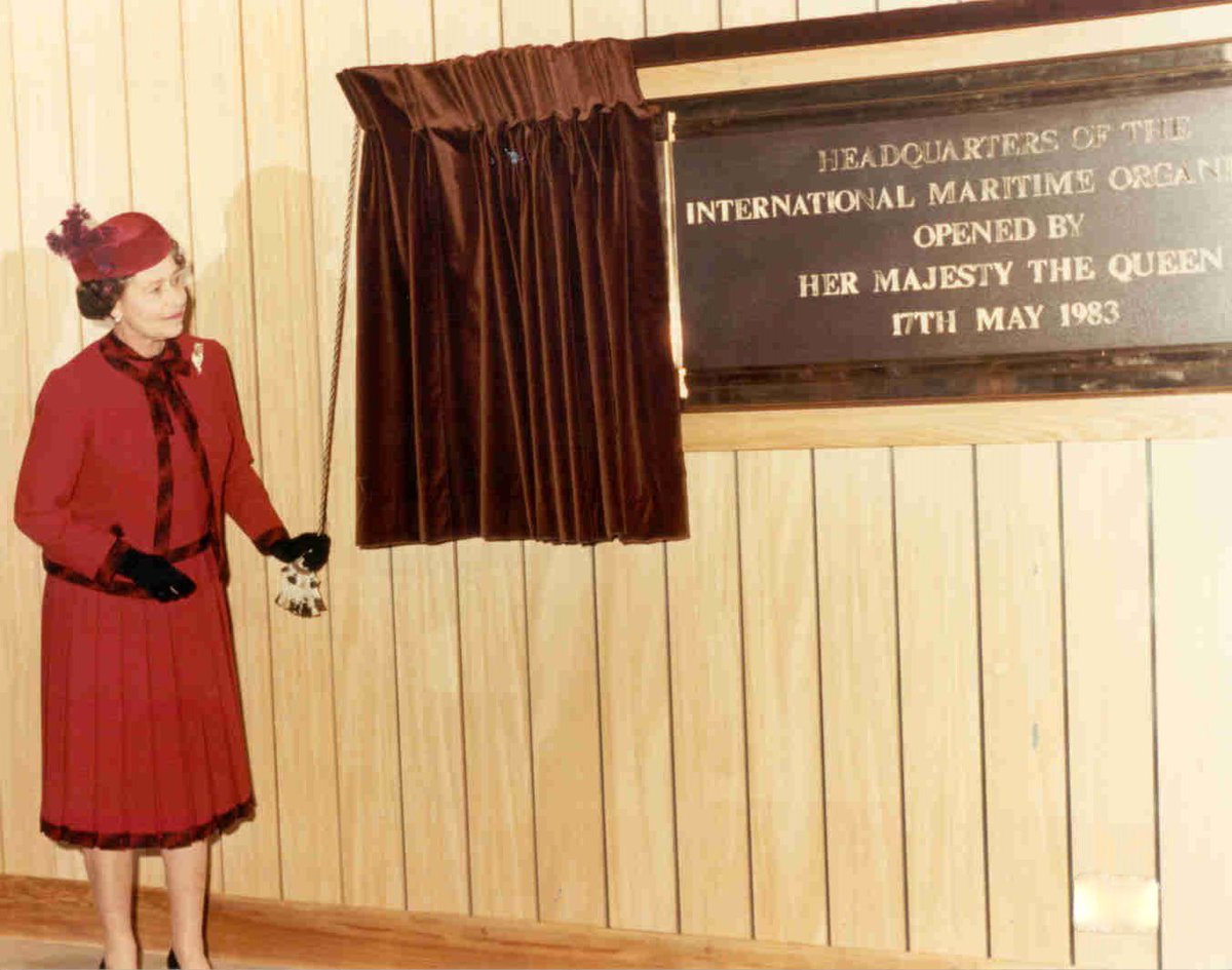 Her Majesty The Queen will visit <a href="/IMOHQ/">International Maritime Organization</a> tomorrow to celebrate the 70th anniversary of IMO. Her Majesty The Queen opened the building in 1983.  #IMO70 #maritime