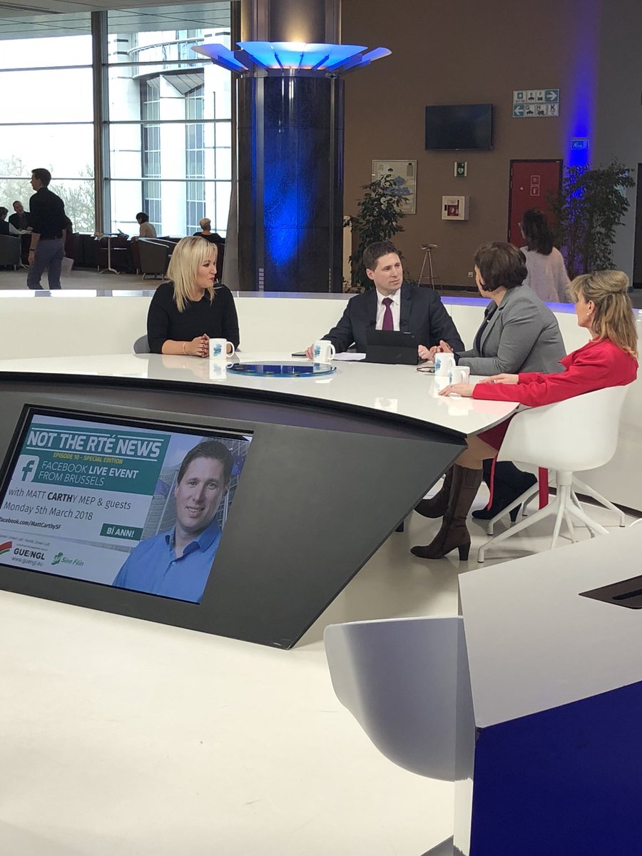 DaireHughesSF's tweet photo. No republican can visit Brussels without featuring on @mattcarthy’s #NotTheRTÉNews - Party President @MaryLouMcDonald, vice-pres @moneillsf & Brexpert @M_AndersonSF on live now - https://t.co/dpBnCbsABg #Brexit #SFleaders https://t.co/JBF1Bo05Ql