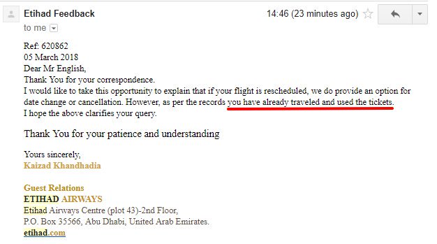 Je On Twitter Eimzc The Most Recent Response Is Saying We Can T Change Or Cancel Our Flights Because We Already Traveled Still Don T Understand Why Etihadairways Or Etihadhelp Will Not Give Us