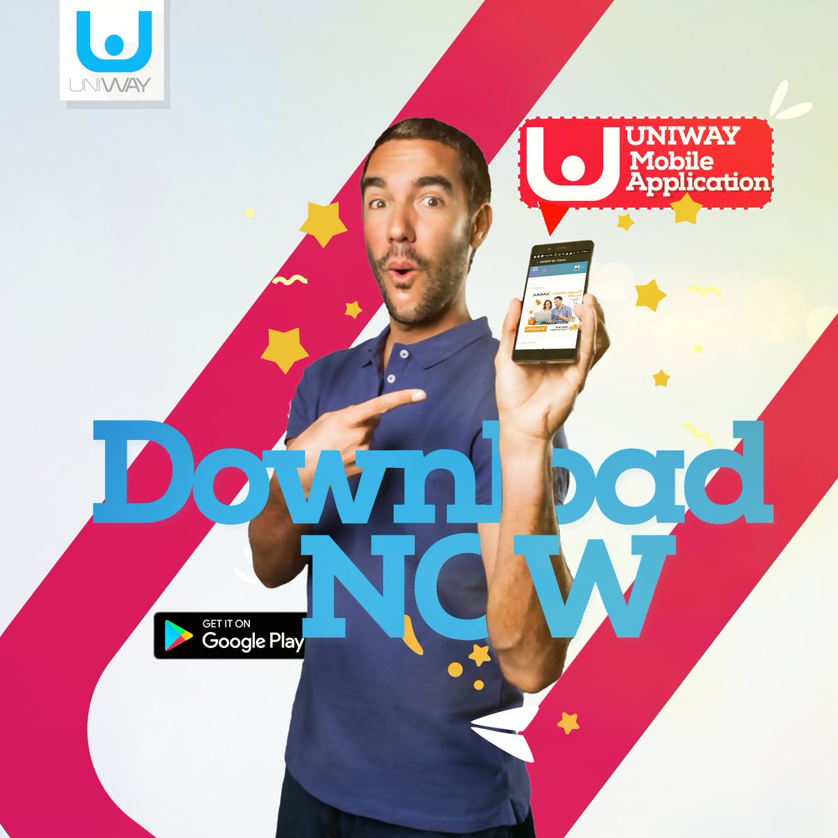 UniwayNetworkAr's tweet photo. 🎉 بكل فخر تعلن #يوني_واي لكل عملائها الكرام 🎉

الآن تطبيق "Uniway" على الموبايل 📱 من متجر جوجل ويمكنك من خلاله إدارة كافة أعمالك على يوني واي ببساطة من الموبايل

التطبيق متاح على جوجل بلاي .. حمله الآن
☑ https://t.co/TASBr3xqFt

#Uniway .. #its_all_about_U 💪💪 https://t.co/RK1xVfHDDs