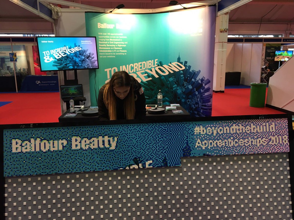 balfourbeatty's tweet photo. Our Lego mosaic build is coming along nicely! Don't forget to stop by stand 64 at the @NAS_event to find out about #apprenticeships at Balfour Beatty! #NAW2018 #Beyondthebuild https://t.co/Snpq0TVaiy