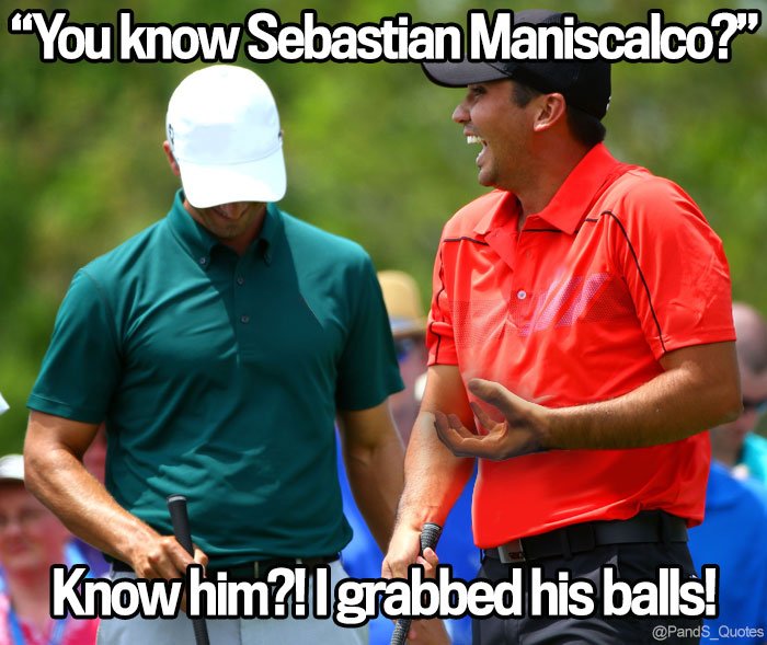 PandS_quotes's tweet photo. "You gotta think, he’s on the golf course with some friends, and of them says, you know @sebastiancomedy ? Know him?! I grabbed his balls!" @mycorreale #EP299 https://t.co/SYQCb5Asn6