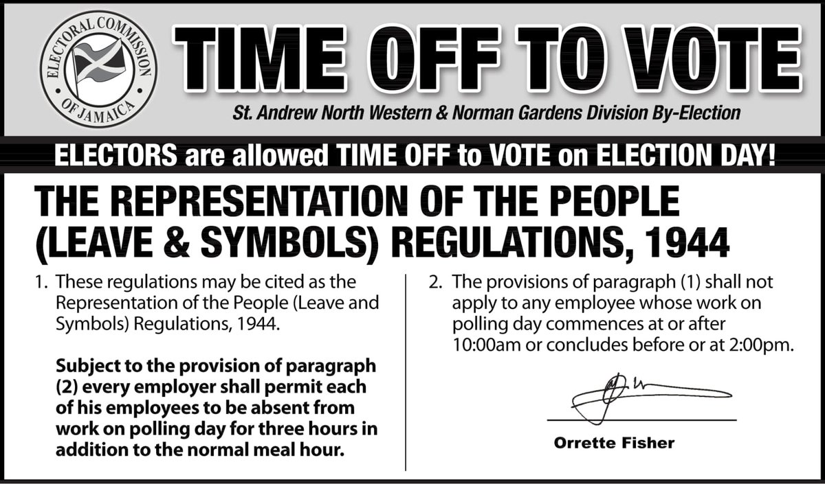 PROCommJA's tweet photo. The @ecjamaica keeping you informed on #WhereToVote and #TimeOffToVote in today's by-election. More info in today's @JamaicaGleaner and @JamaicaObserver. https://t.co/MlQiA1dkzB
