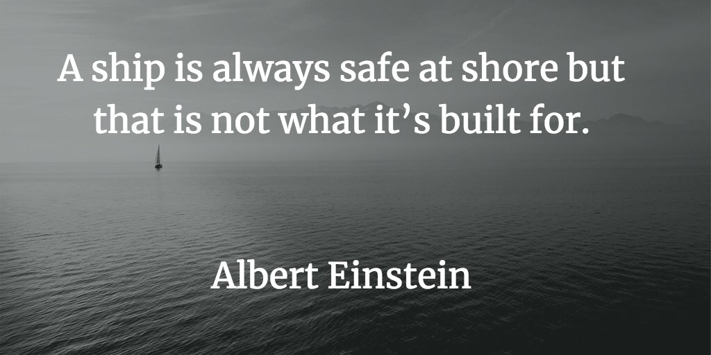 SalesforceCA's tweet photo. A ship is always safe at shore but that is not what it’s built for. – Albert Einstein #MondayMotivation #MotivationMonday https://t.co/SgSjs8v2Ze