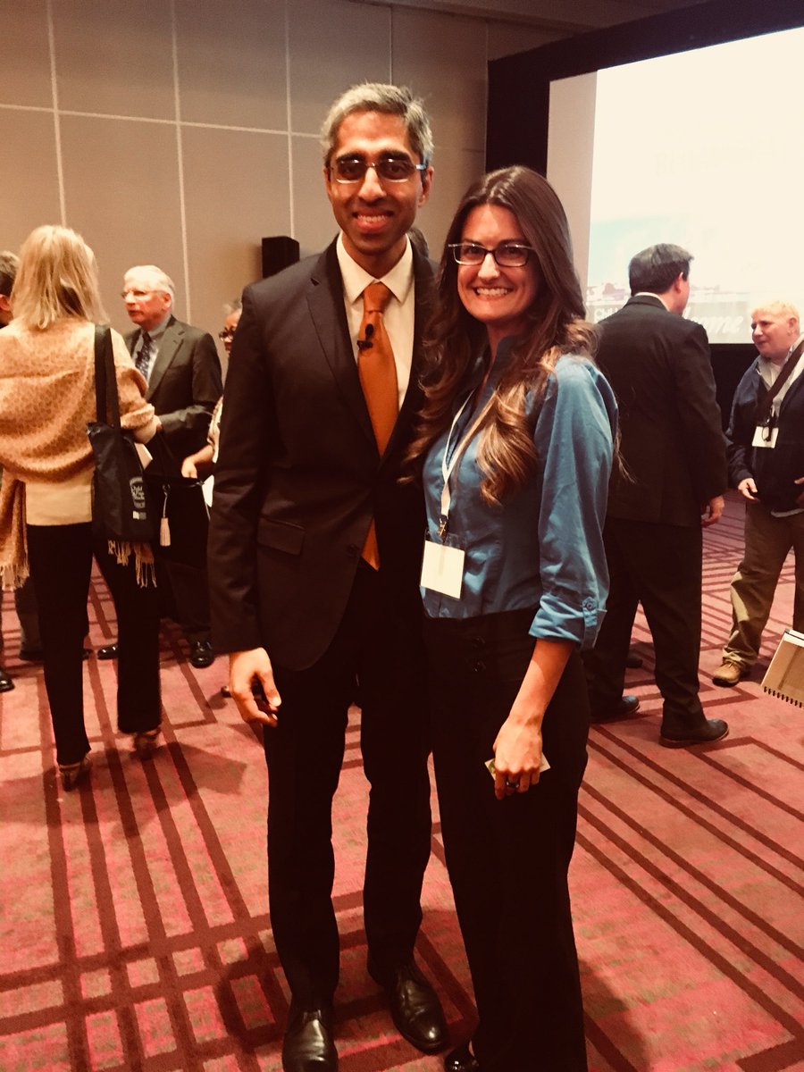 Monica_Rousseau's tweet photo. #PublicHealth hero spotting at the #CMHConference! TY for the #MondayMotivation and agreeing to the picture SG @vivek_murthy! #fangirl https://t.co/36mQP74D6Z