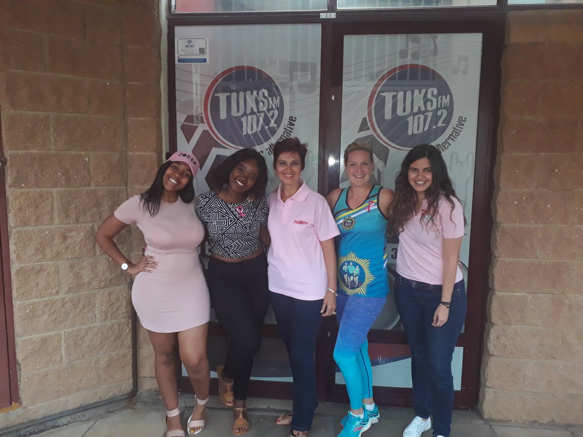 TuksFM1072's tweet photo. Thanks to Antoinette from @ThePinkDrive and Elizabeth from Bobbies Half Marathon for joining us to chat about the #BUCOBobbies taking place this Saturday - the 10th of March. Join us as the @TuksFM1072 team takes on the #FunkyFive 4 @ThePinkDrive . https://t.co/52hl33Vyk3