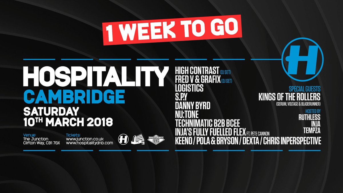 injamusic's tweet photo. Less than a week, come check the #fullyfuelledflex #aka #triplef w/ my don @petecannon also a first for the gang #kingsoftherollers @serumdnb @bladerunnerdnb @VOLTAGE_DRUMS #kotr @cambridgejunction all for @hospitalitydnb #vibesgang #sidewave #importanceneverjustifiesanything https://t.co/zT2ad2XybW