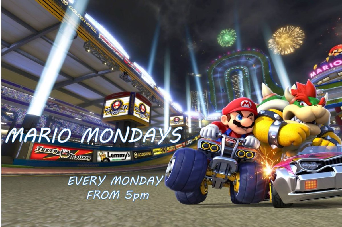 EXPLeisure's tweet photo. DON'T MISS OUT! Every Mondays, buy yourself a drink and play to Mario Kart for free!
+ Beer, burger and chips Β£10
+ Happy hour from 5pm to 7pm, 30% off on all drinks
#LondonsBiggestGamingBar #EXPSaveYourMoney #MarioKartOnSwith #MarioKartOnGamecube
#BestDealEver https://t.co/HWUHlZRtTu