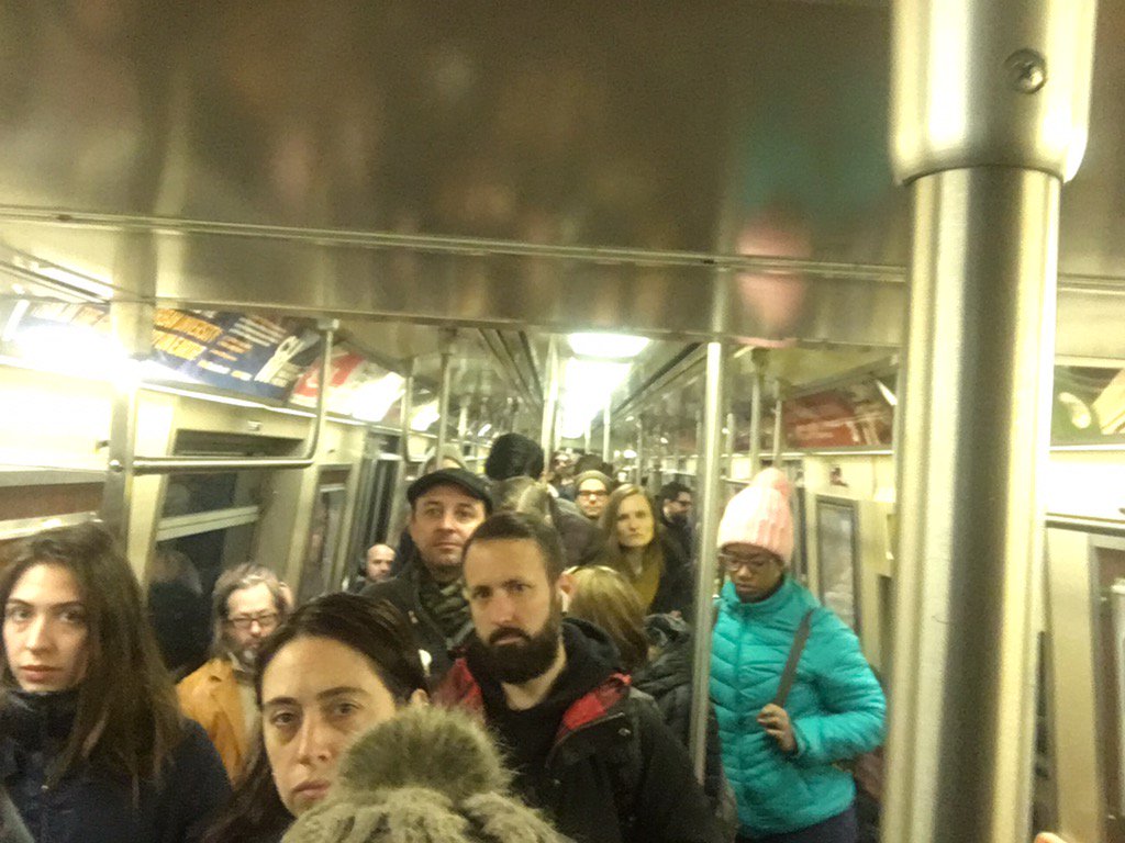 Waiting to exit the C train at Canal due to a sick passenger
