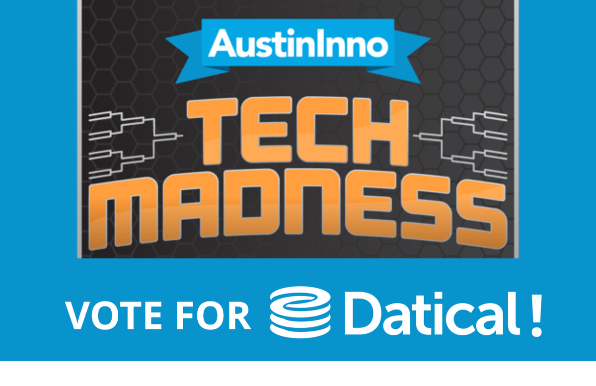 Datical's tweet photo. It's that time again!!  Datical is excited to be part of #TechMadness @AustinInno  Voting is open, and we need your support!!  Vote for Datical (round 1 match up 27) here: https://t.co/Yd5Um6DKvg https://t.co/f2HbRRQX8z