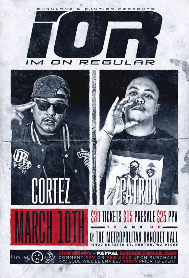 k_sas23's tweet photo. 🚨🚨This SATURDAY!! 3/10/18 @Pintsizepatron vs @CORTEZ_HSP going down at Metropolitan banquet hall, Renton Wa! Tix on sale now! ppv will be avail! @EvrylaneEnt 
#4MbM #tst #IOR #SkytierNW #EvrylaneENT🚨🚨 https://t.co/7Q4vyYIIsJ