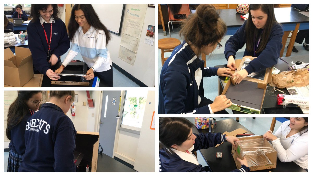 stemolla's tweet photo. @LourdesBobcats start the annual #SolarCooker design competition! The goal is to #pasteurize water using a limited budget. #solarenergy #sustainability https://t.co/o4p4rfMPBw