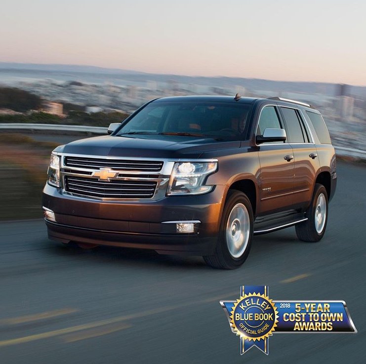 PremierAutoplex's tweet photo. According to Kelley Blue Book, the 2018 Chevy Tahoe has the lowest 5-Year Cost to Own in its class! https://t.co/abhrc2HYsn