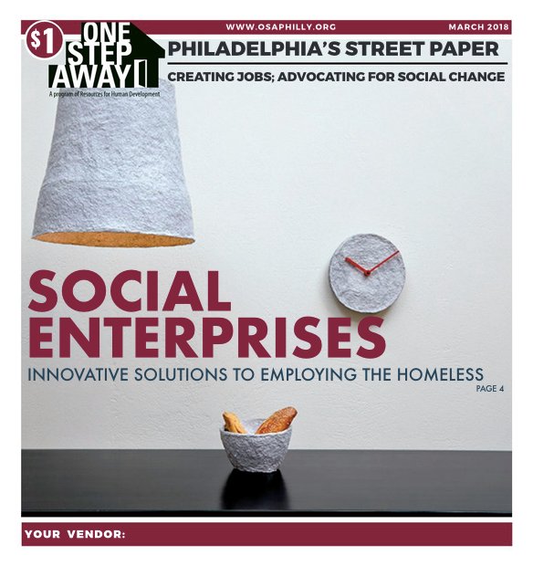 Resources4HD's tweet photo. March issue of RHD's One Step Away, Philly's street newspaper produced &amp; distributed by people experiencing homelessness, is on the streets now. One Step Away is a voice of advocacy &amp; source of meaningful income for people who are working their way out of homelessness https://t.co/G4bcY05P5W