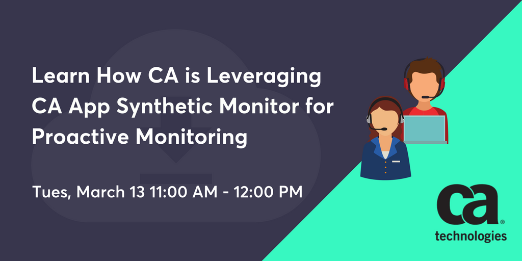CA_Agile_Ops's tweet image. Looking to gain insight into third-party #SaaS applications? Don’t miss our upcoming community webcast 3/13 where @CAinc GIS will explain how they are leveraging #CA’s #syntheticmonitoring tool for proactive monitoring. Join here cainc.to/eenTcT