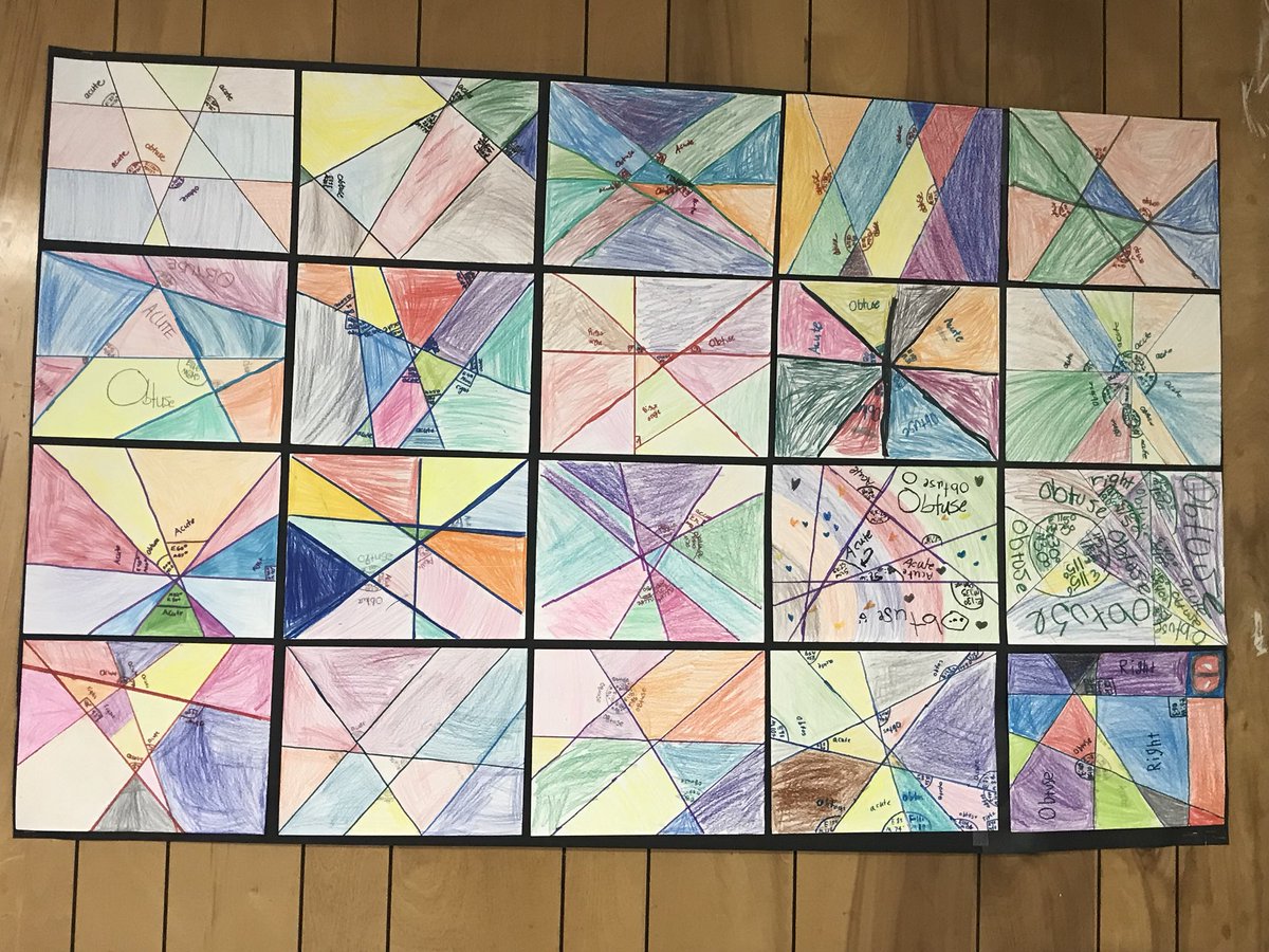 jrami2015's tweet image. Harmony Hills 4th graders create a crazy quilt... measuring angles along the way! Way to go Ms. Marion’s 4th grade class. #measuringAngles @ElemHarmony @NEISD