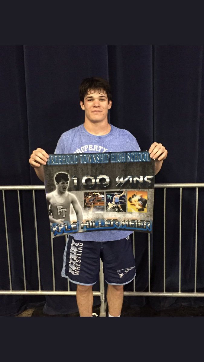 Congrats to Kyle Hillermeier on the amazing weekend placing 8th in the state of New Jersey at 170 Pounds and receiving his 100th win!