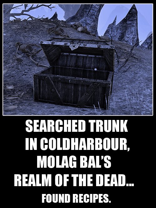 kashquests's tweet photo. Who knew? Molag Bal is a budding chef. He just wants to share some recipes. We should be thankful. Do you know how hard it is for me to pry recipes from my friends? Thanks, Mr. Bal. 🤘🏻 You’re A-Ok. Sorry I vanquished you. Like 8 times. #Elderscrollsonline @LoreseekersCast https://t.co/IxQvaGcdBB