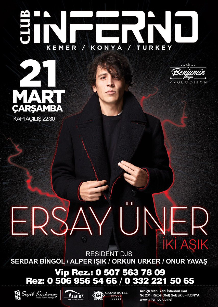 KonserMerkezi's tweet photo. KONSER HABER |📢 Pop müziğinde sayısız hit şarkılarla tanıdığımız başarı sanatçı @Ersyunr 21 #mart Konya @infernoclub sahnesinde..💥Sanatçı Etkinlik Planlama; https://t.co/fhRCHP5HY9 | #konsermerkezi 💫 #ersayüner #infernoclub #konya #konser #etkinlik #müzik ✔️ https://t.co/iiKFSUHy8x
