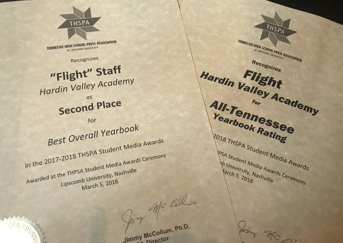 HVAYearbook's tweet photo. Flight just won second place in the state for Best Overall Yearbook! Congrats @AubryMcGuire @sascharichey @suruhlloyd @rowan_mackenzie! https://t.co/HVaksayTS2