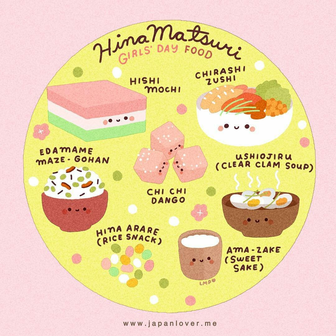 JapanLoverMe's tweet photo. Last March 3rd was Hina Matsuri or Girls’ Day! 🌸💕 Here are some of the traditional food prepared during the occasion. 🌸 #japanloverme #hinamatsuri #girlsday #jlmtabemono Art by @chichilittle 💕 https://t.co/02cwwAn1JO