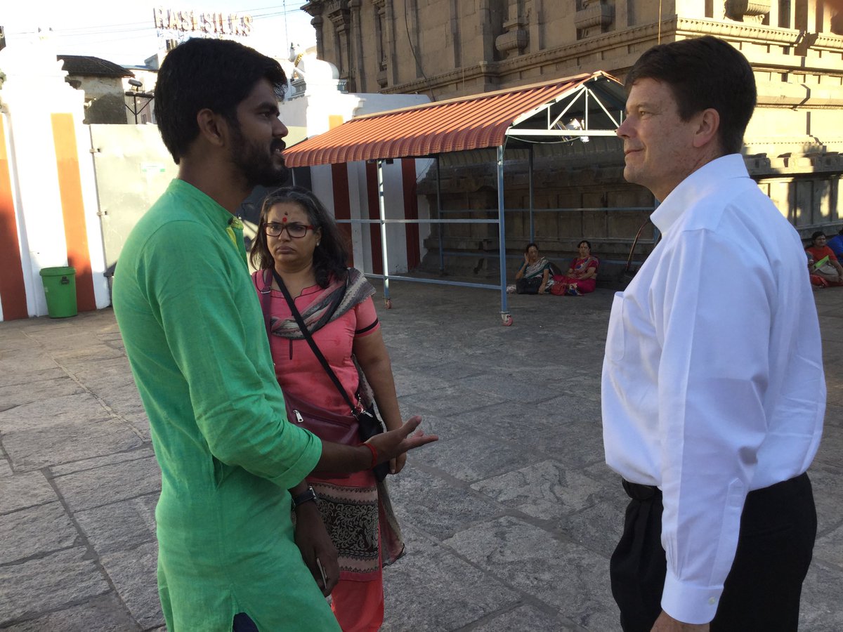 Shout out to our very knowledgeable guide in the Kapaleeshwaran Temple, S. Jayakumar for a memorable tour.  And warm thanks to Consul General Robert  Burgess and his team for hosting me today.   What a welcoming and vibrant  city. I will be back!