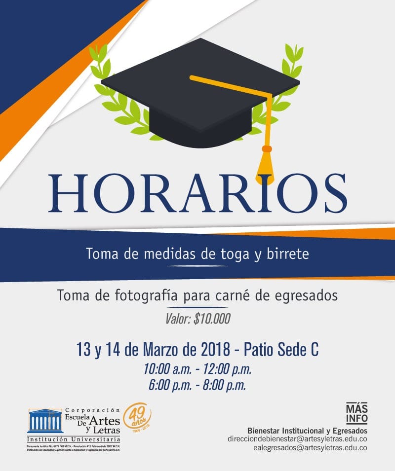 DeArtesyLetras's tweet photo. El día está por llegar. Estamos felices por haber sido parte de tu formación personal y profesional. No olvides tener en cuenta estas fechas... 🎓👏😁 https://t.co/CyhGxC7LRh