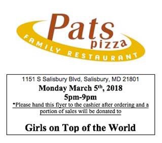 GOTsalisbury's tweet photo. Treat yourself to pizza tonight! Support GOT at Pat’s from 5-9pm. Make sure you show the flyer!! https://t.co/Vh8WhSFJ2G