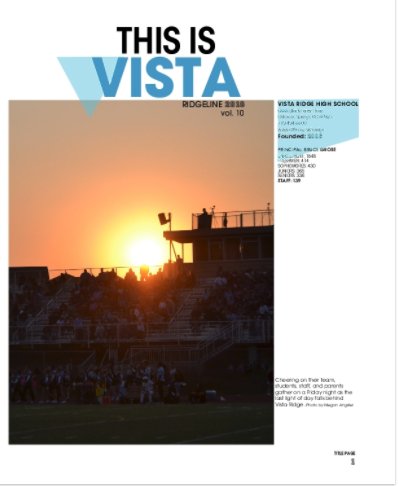 VistaRidgeYRBK's tweet photo. We have sold 401 yearbooks so far! Ordering ends March 31! Order yours today before it's too late! https://t.co/Gxa7tOJitQ
#ThisisVista #openingpage #sneakpeek https://t.co/aBBWgOPqTR