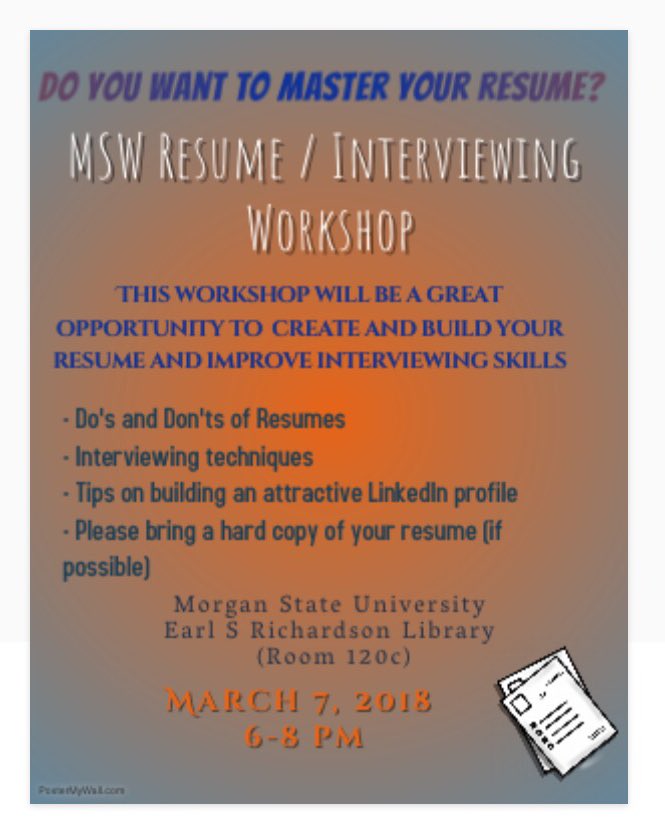 MSW_MSU's tweet photo. A resume/ interviewing workshop you don't want to miss ! ✨✨✨ https://t.co/aMHqwwibFD