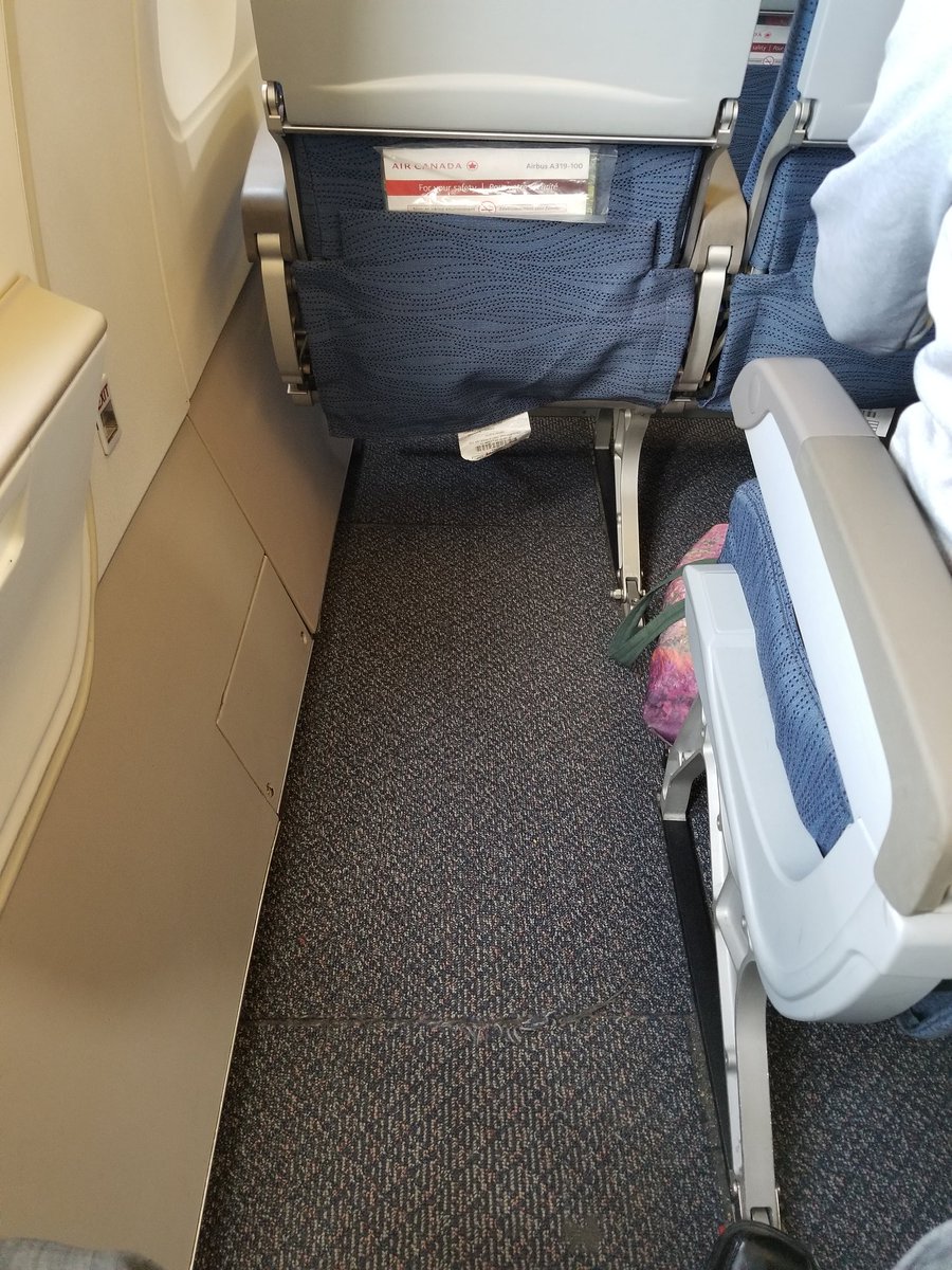 Richard_Adair's tweet photo. Hmm Air Canada charges me full fair with no screen for movie and no where to put my bag under the seat. And don't give me the "legroom" BS. Come on air Canada. Make this obvious in the seat selector and charge less for this seat https://t.co/HyiTQ7w6k4