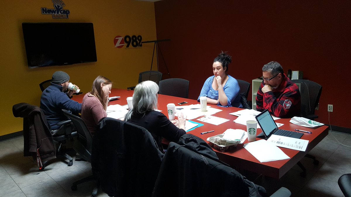 Hanging out with <a href="/ShawTVRedDeer/">Shaw TV Red Deer</a> <a href="/VinnieTaylor/">Vinnie Taylor</a> and <a href="/RandiChase/">Randi Chase</a> at our production meeting for @SlicedRedDeer    first night is tomorrow at @RedDeerCollege tickets are still available on our website <a href="/Urban_Olive_/">UrbanOliveTradingCO.</a> <a href="/centralabcoop/">Central AB Co-op</a> <a href="/realcountry955/">Real Country 95.5</a> <a href="/MessingerMeats/">MessingerMeats</a>