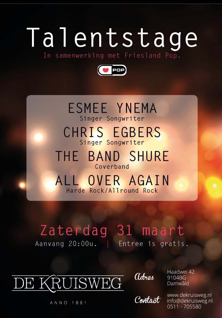 Zaterdag 31 Maart!! Toegang gratis!!