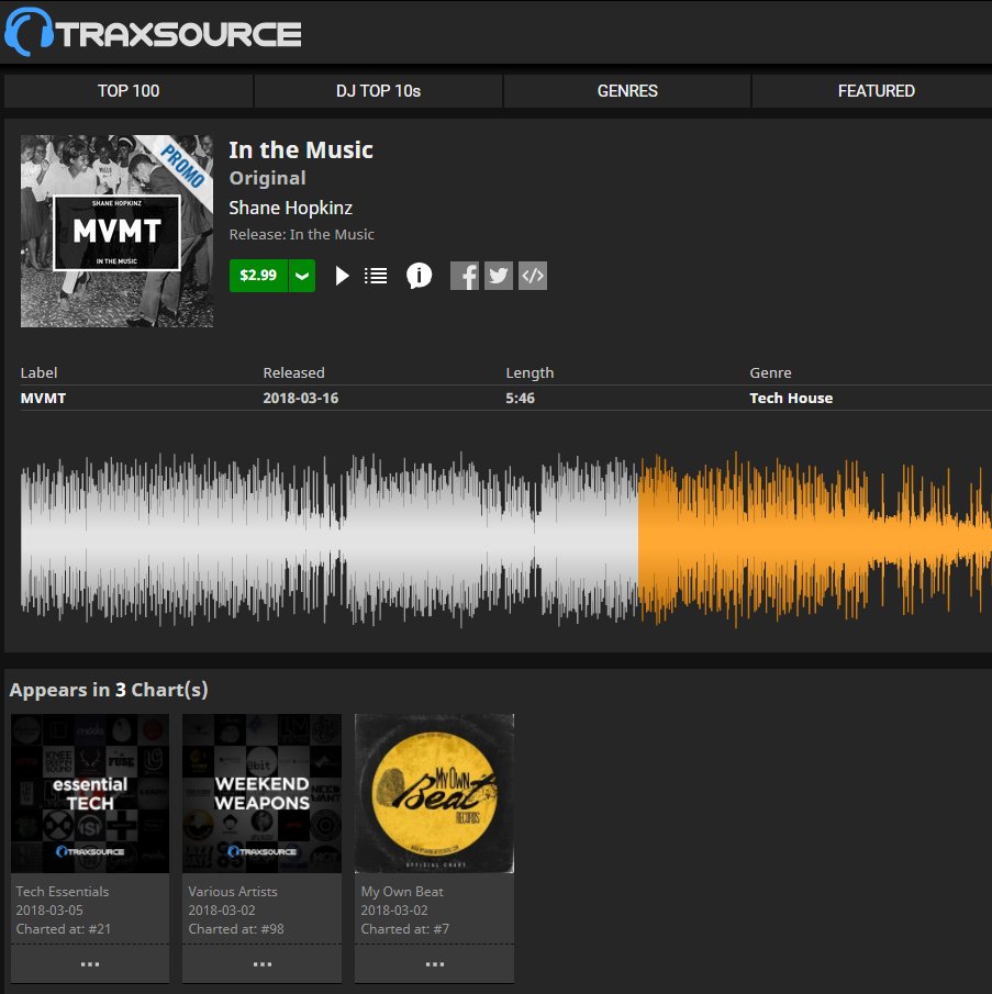 .@shanehopkinz 'In The Music' receives top support from <a href="/Traxsource/">Traxsource</a> this week featuring at #21 in #TechEssentials

traxsource.com/track/5110162/…
