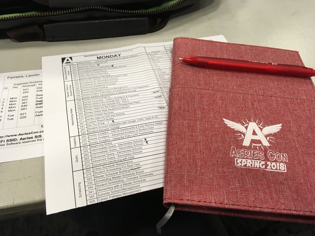 Aeries Con 2018! Great day planned full of learning and “aha! Moments”. #aeriesSIS #tcsdshare #lifelonglearning