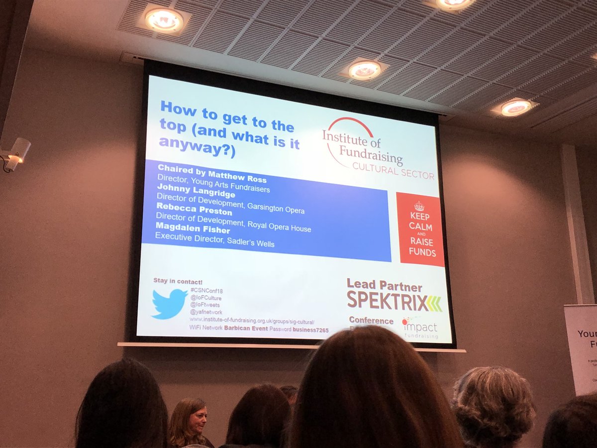 Great day at #CSNConf18 with @IoFCulture and <a href="/yafnetwork/">YoungArtsFundraisers</a>. Particularly inspiring to hear the advice of those ‘at the top’ and to meet so many other young fundraisers for the arts.